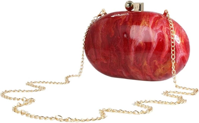 GSYPS Acrylic Evening Clutch Bag for Women Shell Shape Shoulder Crossbody Bag Glitter Marble Purse Handbag - Image 5